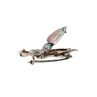 Victorian Silver Carved Mother-of-Pearl Beetle Pin