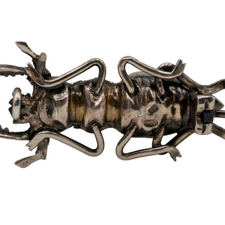 Victorian Silver Carved Mother-of-Pearl Beetle Pin