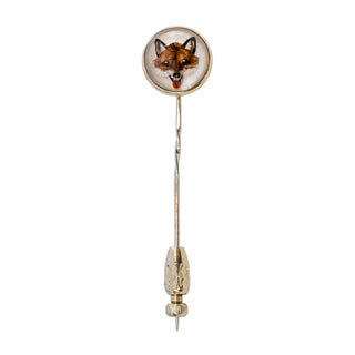 Victorian 14K Gold Reverse Fox Intaglio Stick Pin