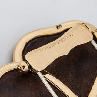 Estate Van Cleef & Arpels 18K Gold Wood and Diamond Clematis Brooch