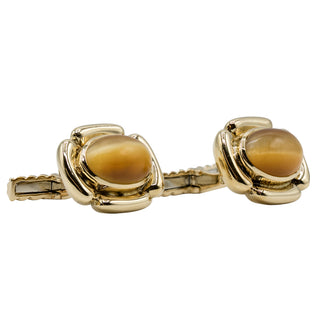 Vintage David Webb 18K Gold Tiger's Eye Cufflinks