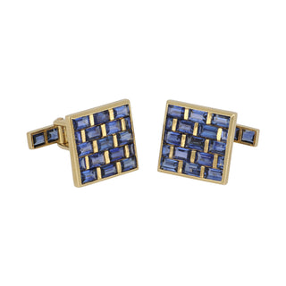 Vintage 1970s 18K Gold Calibre-Cut Sapphire Cufflinks
