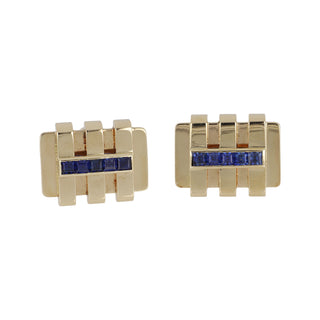 Mid-Century Tiffany & Co. 14K Gold Sapphire Cufflinks