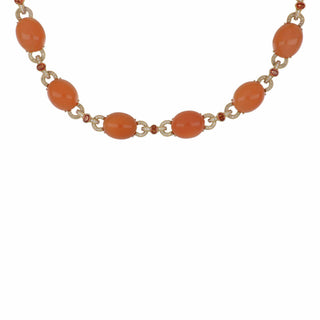 Estate 18K Gold Peach Moonstone Suite with Orange Sapphires and Diamonds