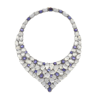 Maharaja Sterling Silver Tanzanites with Moonstones Suite