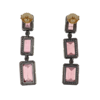 Tenenbaum Sterling Silver Pink Tourmaline Necklace and Earrings Suite