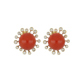 Vintage 1970s 18K Gold Coral and Diamond Sputnik Suite with Diamonds