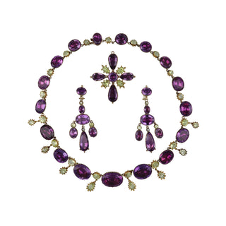 Antique Georgian Amethyst and Chrysoberyl Jewelry Suite