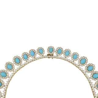 Important Estate Emis 18K Gold Turquoise and Diamond Jewelry Suite