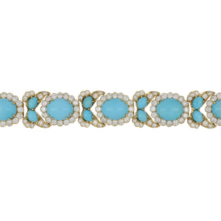 Important Estate Emis 18K Gold Turquoise and Diamond Jewelry Suite
