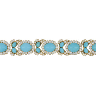Important Estate Emis 18K Gold Turquoise and Diamond Jewelry Suite