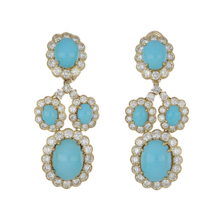 Important Estate Emis 18K Gold Turquoise and Diamond Jewelry Suite