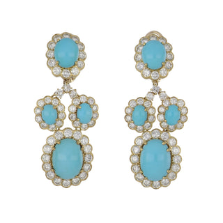 Important Estate Emis 18K Gold Turquoise and Diamond Jewelry Suite