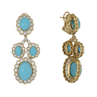 Important Estate Emis 18K Gold Turquoise and Diamond Jewelry Suite