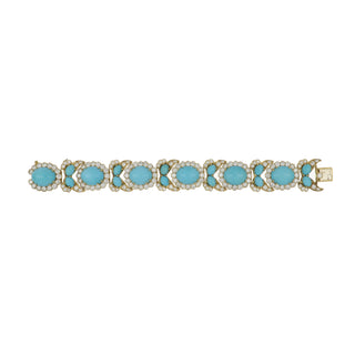 Important Estate Emis 18K Gold Turquoise and Diamond Jewelry Suite
