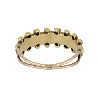 Victorian 10K Gold Split Pearl & Diamond Ring