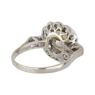 Art Deco Platinum Akoya Pearl Ring with Diamonds