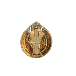 Estate David Webb 18K Gold South Sea Pearl Clip Earrings with Diamonds