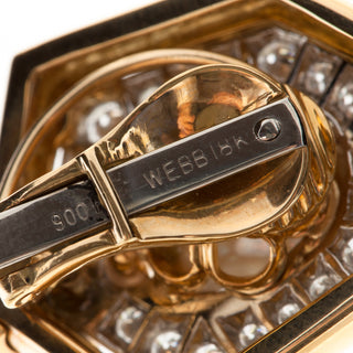 Vintage David Webb Two-Tone South Sea Pearl, Diamond & Black Enamel Earrings