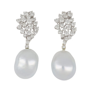 Vintage 1980s 18K White Gold Tahitian Pearl Day/Night Earrings