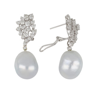 Vintage 1980s 18K White Gold Tahitian Pearl Day/Night Earrings