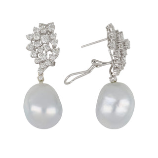 Vintage 1980s 18K White Gold Tahitian Pearl Day/Night Earrings