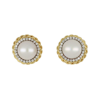 Vintage 1980s 18K Gold Mabe Pearl Clip Earrings