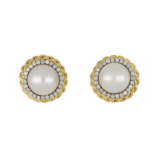 Vintage 1980s 18K Gold Mabe Pearl Clip Earrings
