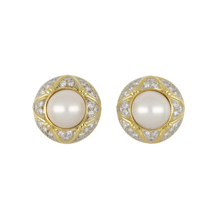 18K Gold Button Earrings with Diamonds