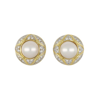 18K Gold Button Earrings with Diamonds