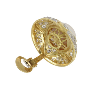 18K Gold Button Earrings with Diamonds