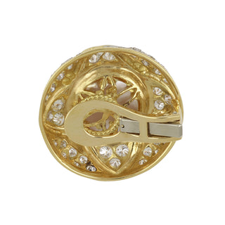 18K Gold Button Earrings with Diamonds