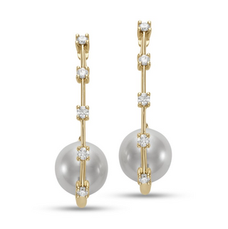 Mastoloni 18K Gold Diamond Hoop Earrings with Pearl