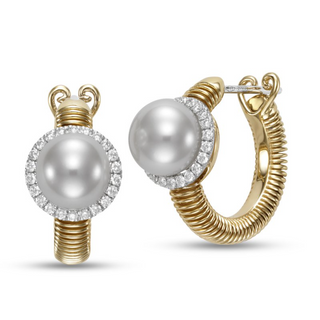 Mastoloni 18K Gold Cultured Pearl Hoop Earrings