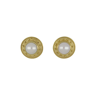 Mazza 14K Gold Pearl Button Earrings