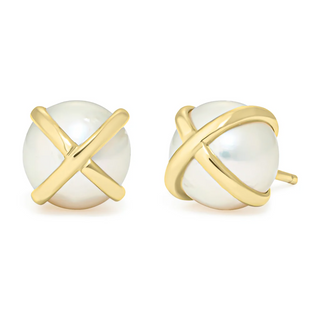 L. Klein 18K Gold Pearl Celeste Stud Earrings
