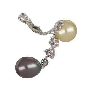 Estate Cartier Platinum South Sea Pearl Drop Earrings