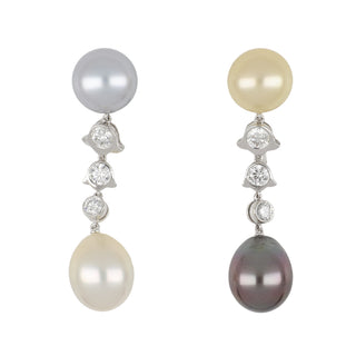 Estate Cartier Platinum South Sea Pearl Drop Earrings