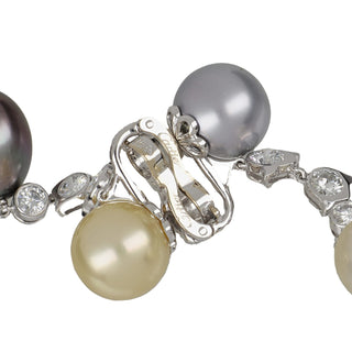 Estate Cartier Platinum South Sea Pearl Drop Earrings