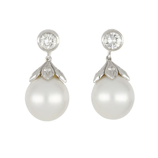 Estate 14K White Gold South Sea Pearl Day/Night Earrings
