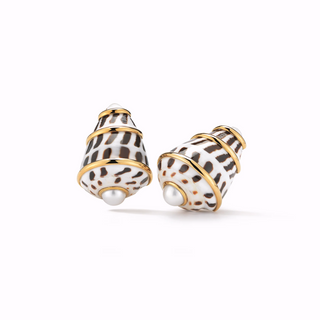 Seaman Schepps 18K Conus Ebraus Shell Earrings with Pearls
