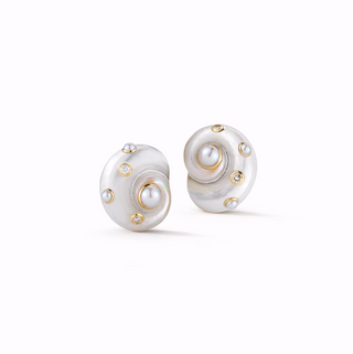 Trianon 18K Umbonium Shell Earrings with Pearls
