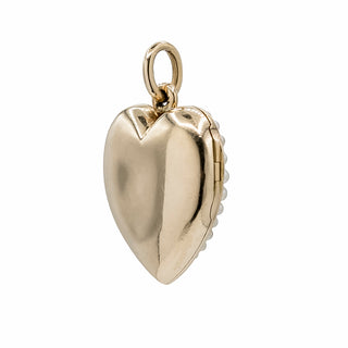 Victorian 14K Gold Enameled Heart Locket with Split Pearls
