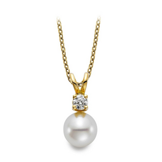 Mastoloni 18K Gold Akoya Pearl Pendant Necklace with Diamond