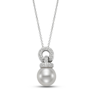 Mastoloni 18K White Gold Freshwater Pearl Pendant Necklace with Diamonds