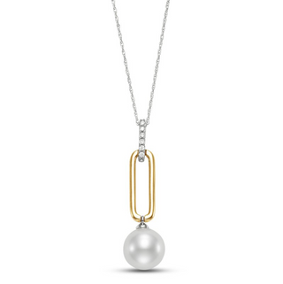 Mastoloni Two-Tone 14K Gold Pearl Link Pendant with Diamonds