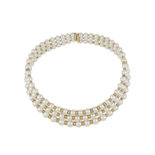 Italian Vintage 1980s 18K Gold Cultured Pearl Choker