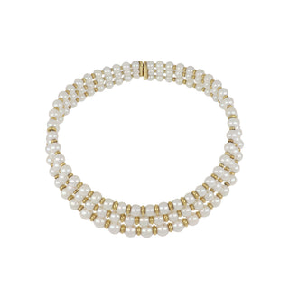 Italian Vintage 1980s 18K Gold Cultured Pearl Choker