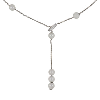 Mikimoto 18K White Gold Akoya Pearl Lariat Necklace with Diamond