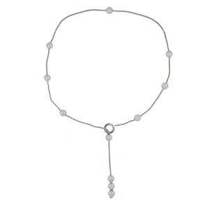 Mikimoto 18K White Gold Akoya Pearl Lariat Necklace with Diamond